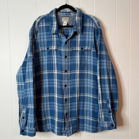 L.L. Bean Other - L.L. Bean Blue and White Plaid Button-Up Shirt Jacket Size XXXL